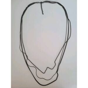 Natural Beauty Basic 3 Multi Chain Necklace 40+3” Gun Metal Gray Boho Long